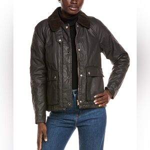 Kensie Waxed Short Barn Jacket In Dark Brown NWT size M Retail $275